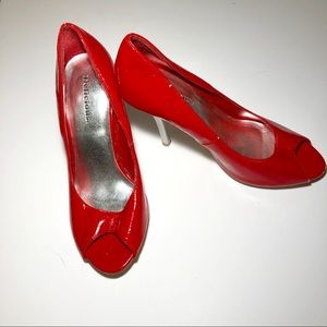Red Faux Leather Delicious Heels